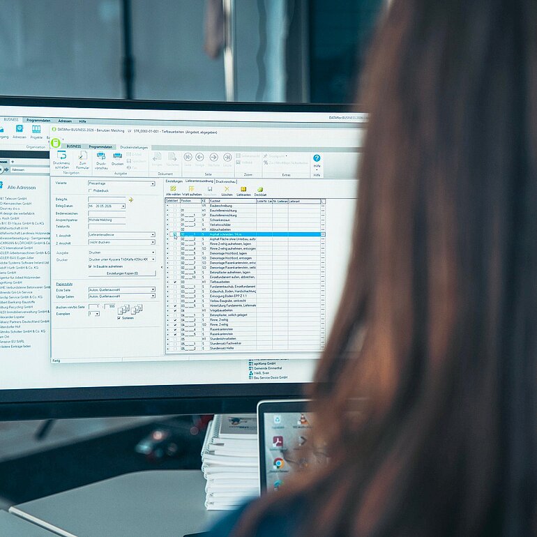 Bearbeitung eines Leistungsverzeichnisses in Dataflor BUSINESS